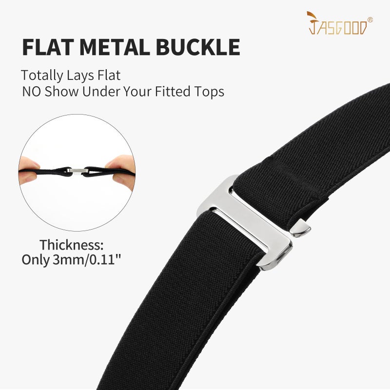 JASGOOD No Show Women Stretch Belt Invisible Elastic Web Strap Belt with Flat Buckle for Jeans Pants Dresses - Image 4